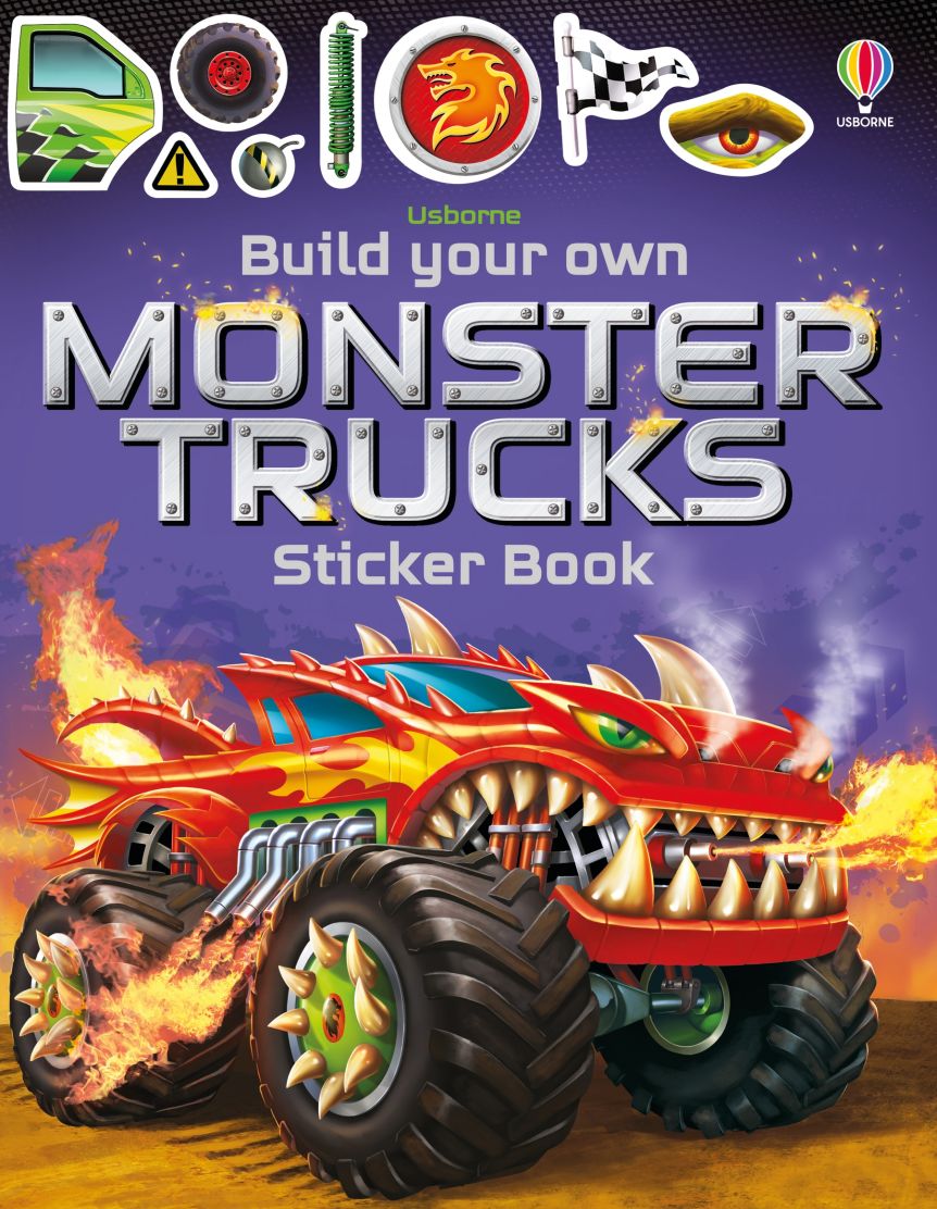 Usborne Books-Build Your Own Monster Trucks Sticker Book-317319-Legacy Toys