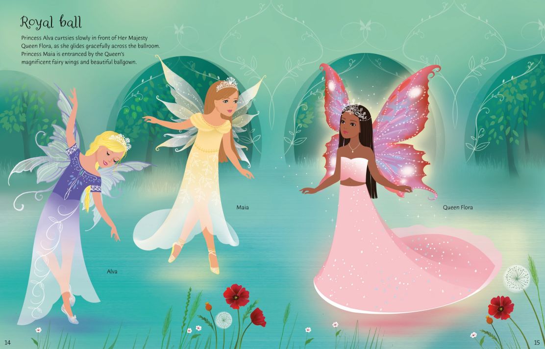 Usborne Books-Sticker Dolly Dressing Fairy Princesses-071624-Legacy Toys