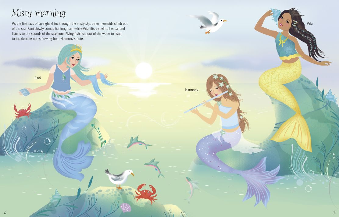 Usborne Books-Sticker Dolly Dressing Mermaids-070337-Legacy Toys