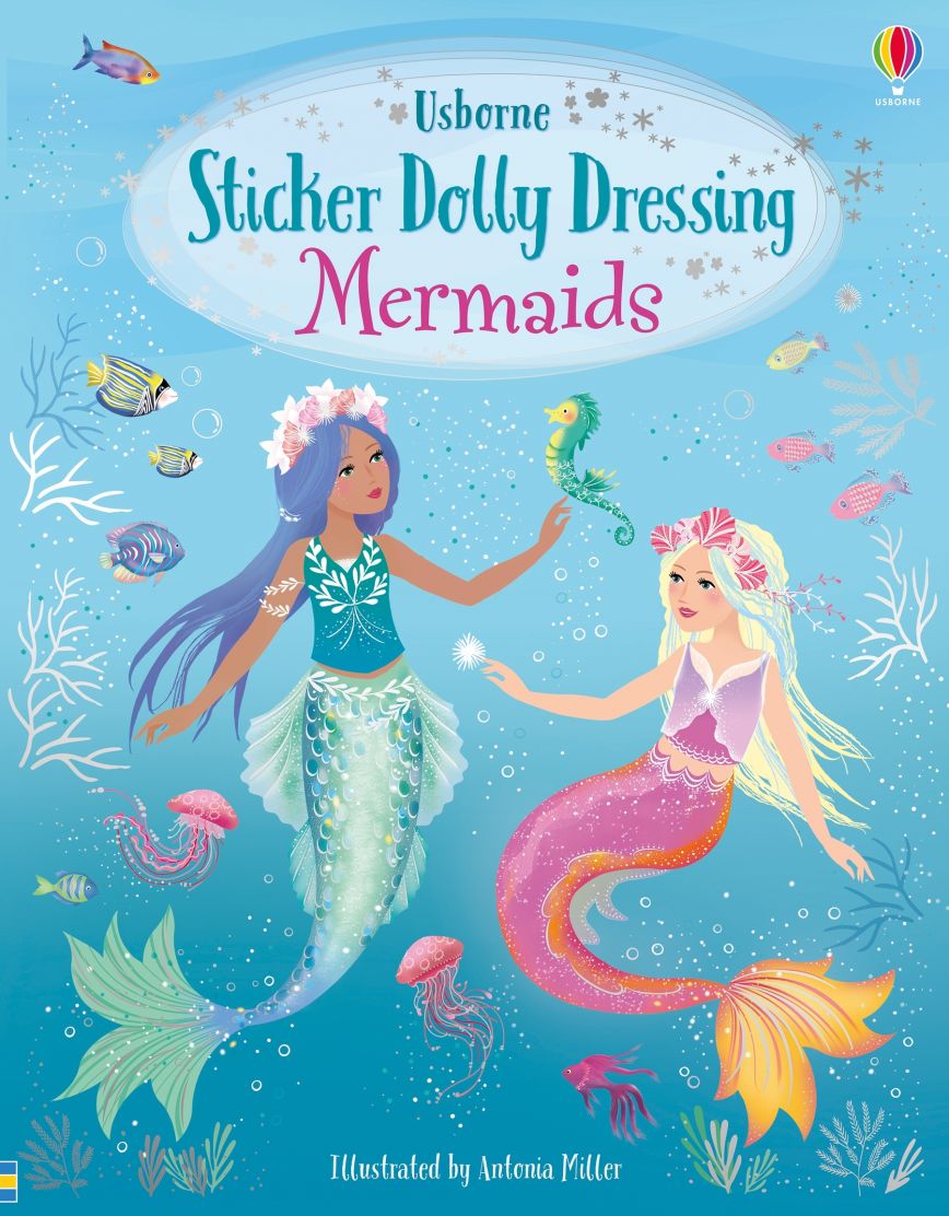 Usborne Books-Sticker Dolly Dressing Mermaids-070337-Legacy Toys