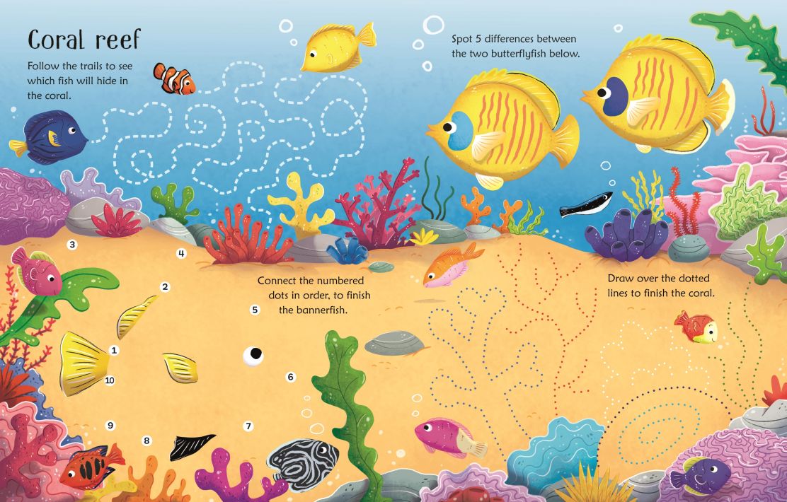 Usborne Books-Wipe-Clean Aquarium Activities-5070160-Legacy Toys